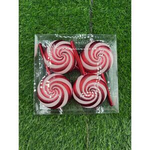 Set of 4 Candy Cane Holiday Deluxe Christmas Shatterproof Ornaments